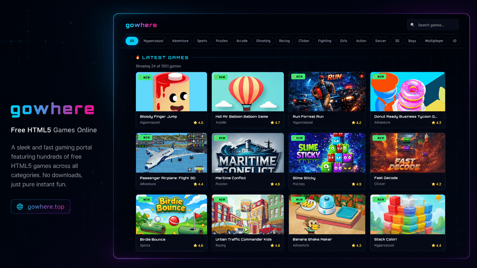 gowhere games website